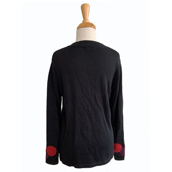 PBJ Sport Cardigan Sweater Black Polka Dot Grandmacore Long Sleeve Cozy Size S - Picture 3 of 5